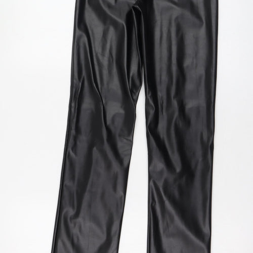 PRETTYLITTLETHING Womens Black  Polyester Capri Leggings Size 4 L35 in