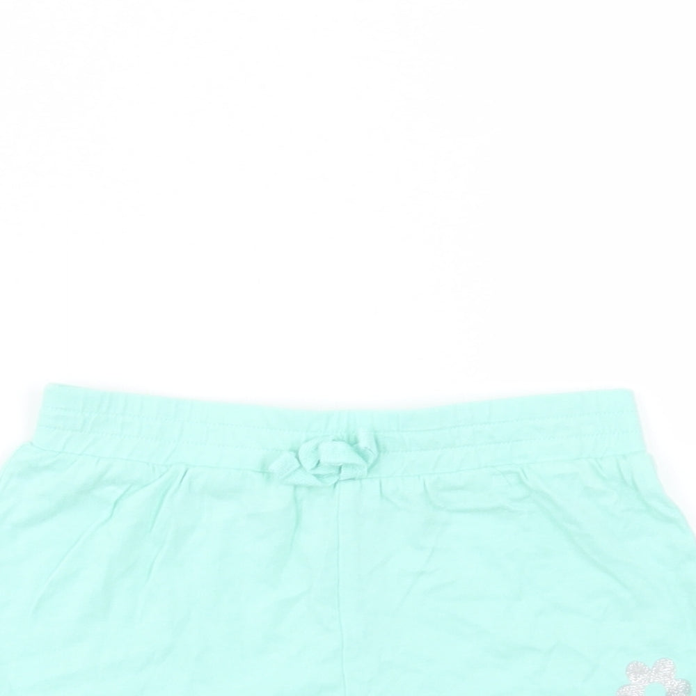 Pep & Co Girls Green  Cotton Bermuda Shorts Size 2-3 Years  Regular Drawstring