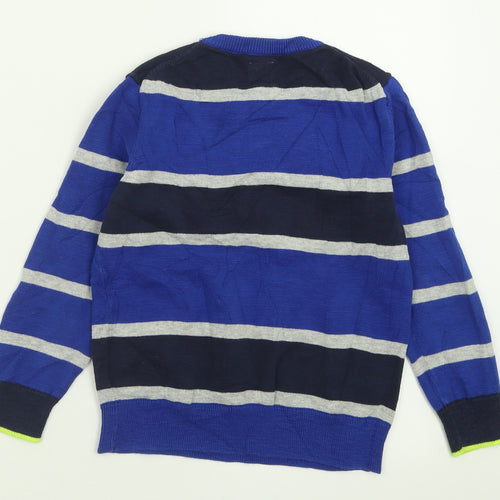 Gap Boys Blue Crew Neck Striped Cotton Pullover Jumper Size 6-7 Years  Pullover