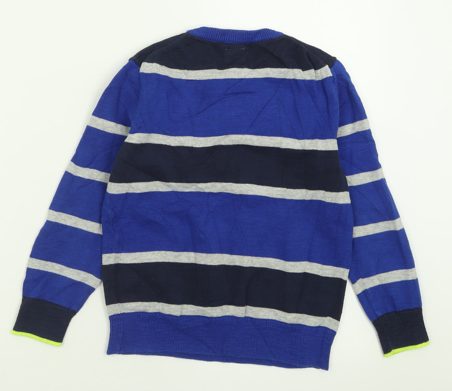 Gap Boys Blue Crew Neck Striped Cotton Pullover Jumper Size 6-7 Years  Pullover