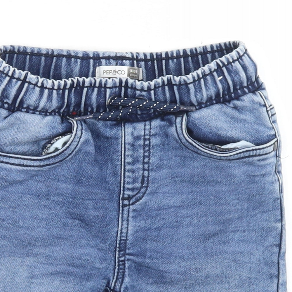 Pep & Co Boys Blue  Cotton Bermuda Shorts Size 5-6 Years  Regular Drawstring