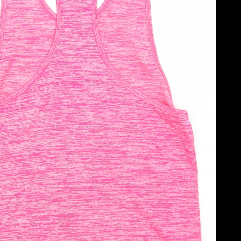 USA Pro Womens Pink  Nylon Basic Tank Size 10 Round Neck
