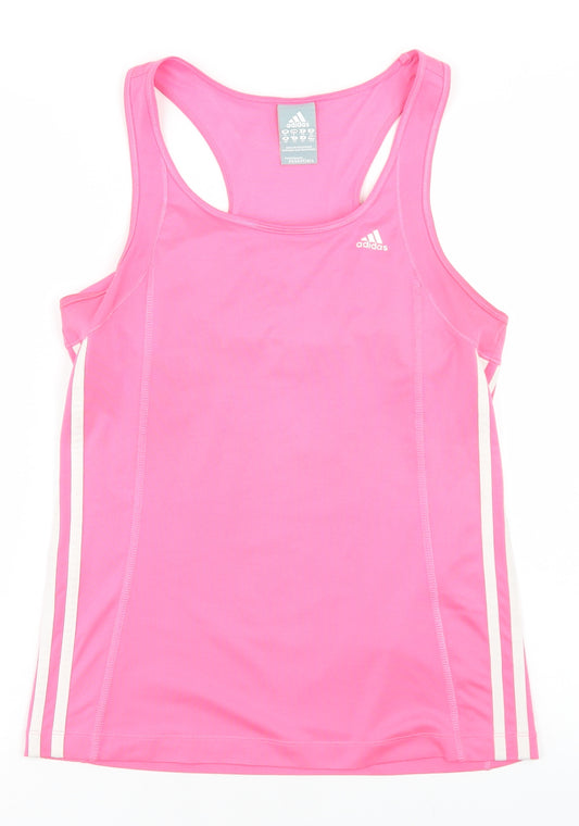 adidas Womens Pink  Polyester Basic Tank Size 10 Round Neck