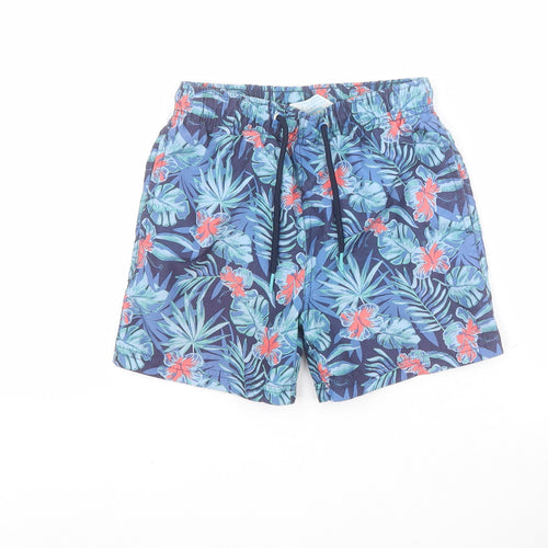 Primark Boys Blue Floral 100% Polyester Sweat Shorts Size 6-7 Years  Regular Drawstring - Swim shorts