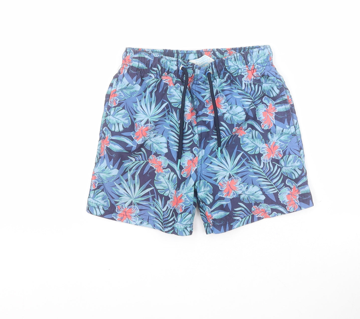 Primark Boys Blue Floral 100% Polyester Sweat Shorts Size 6-7 Years  Regular Drawstring - Swim shorts