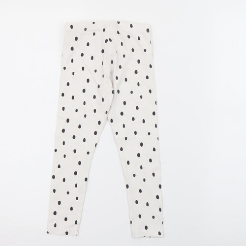 Dunnes Stores Girls White Polka Dot Cotton Pedal Pusher Trousers Size 3-4 Years  Regular