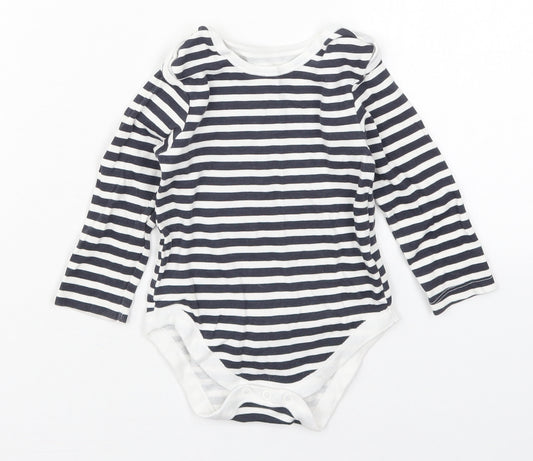 Primark Baby Blue Striped Cotton Babygrow One-Piece Size 12-18 Months  Button