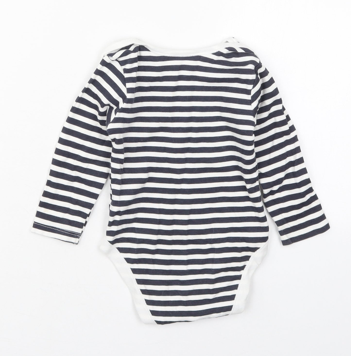 Primark Baby Blue Striped Cotton Babygrow One-Piece Size 12-18 Months  Button