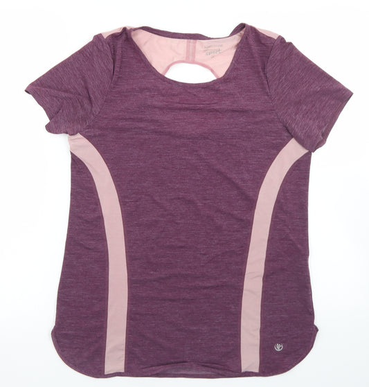 Dunnes Stores Womens Purple  Nylon Basic T-Shirt Size S Round Neck