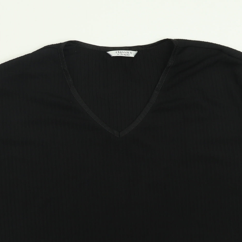 Berkertex Womens Black  Polyester Basic T-Shirt Size 18 V-Neck Pullover