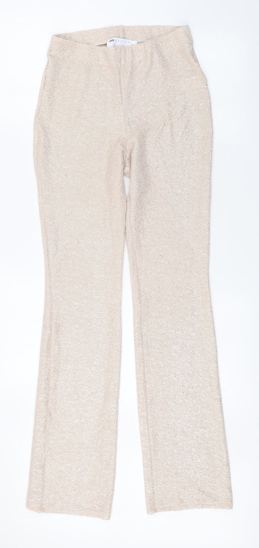 ASOS Womens Beige  Polyester Capri Leggings Size 8 L31 in   - Gold detail