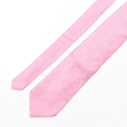 Steel & Jelly  Mens Pink Geometric Silk Pointed Tie One Size