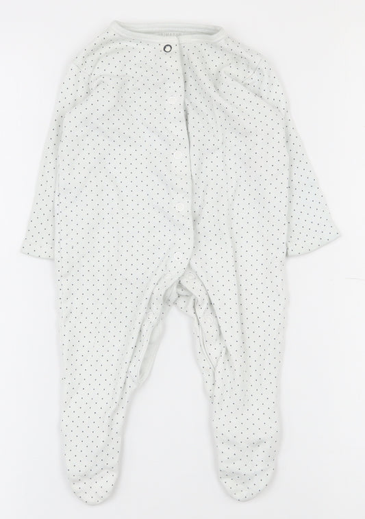 Primark Baby White Spotted 100% Cotton Babygrow One-Piece Size 3-6 Months  Snap