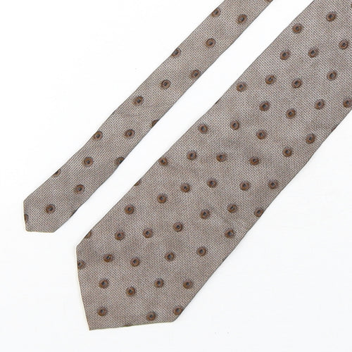 Perry Ellis  Mens Brown Polka Dot Silk Pointed Tie One Size