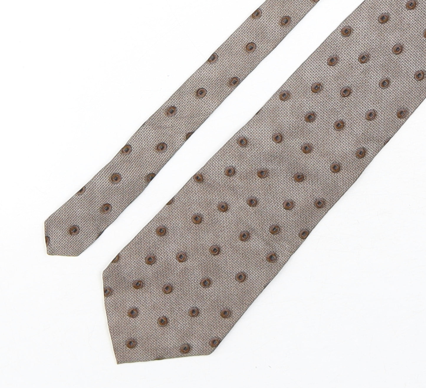 Perry Ellis  Mens Brown Polka Dot Silk Pointed Tie One Size