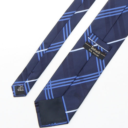 Tie Rack  Mens Blue Plaids & Checks Silk Pointed Tie One Size