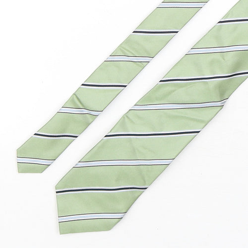 Eterna Mens Green Striped Silk Pointed Tie One Size