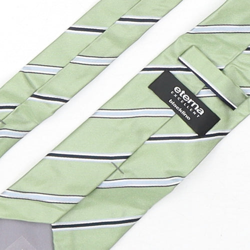 Eterna Mens Green Striped Silk Pointed Tie One Size