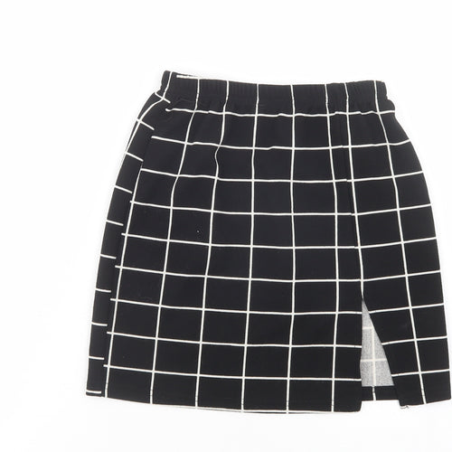 SheIn Girls Black Check Polyester Mini Skirt Size 11-12 Years  Regular