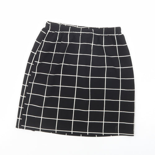 SheIn Girls Black Check Polyester Mini Skirt Size 11-12 Years  Regular