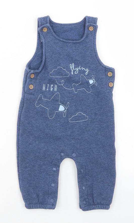 TU Boys Blue  Polyester Dungaree One-Piece Size 3-6 Months  Snap - Flying High