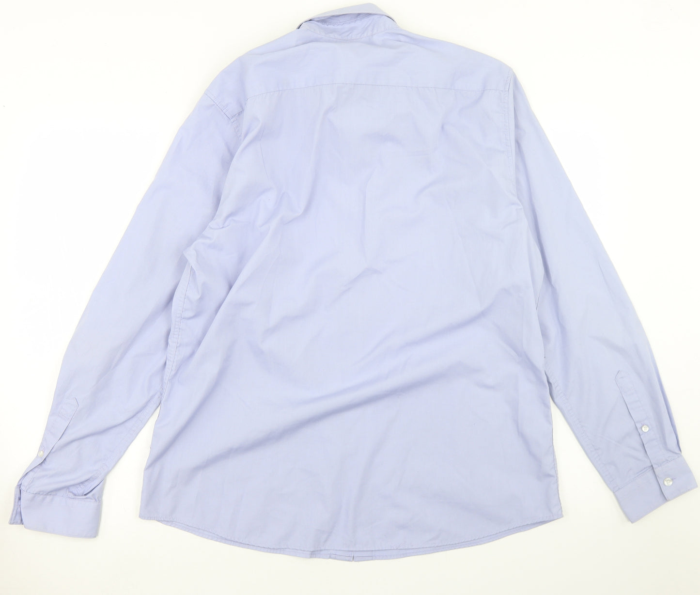 Topman Mens Blue  Polyester  Dress Shirt Size L Collared Button