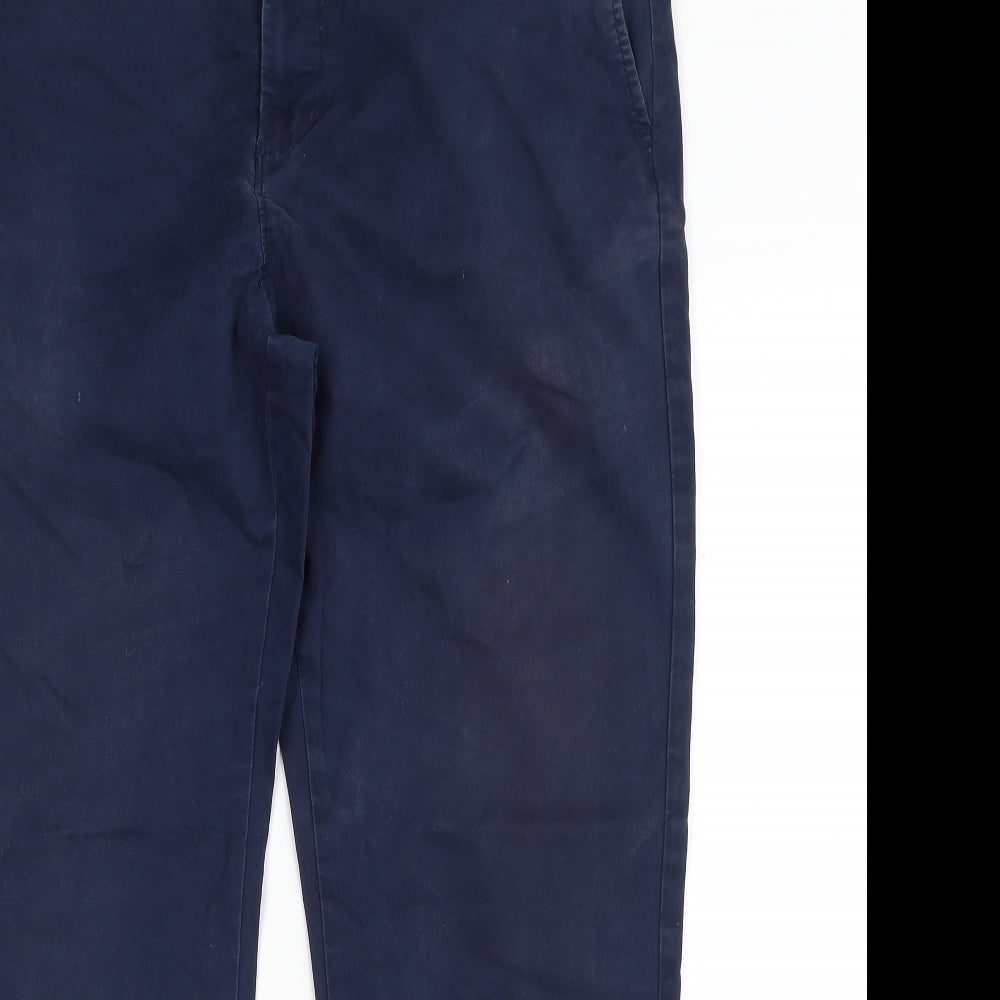 Dunnes Stores Mens Blue  Cotton Trousers  Size 36 in L30 in Regular Zip