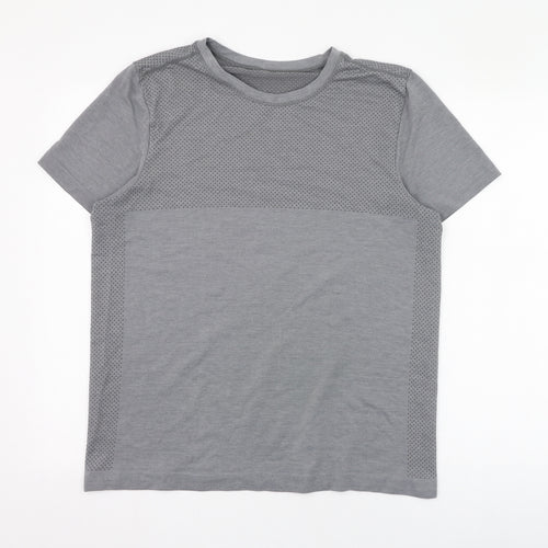 Crivit Mens Grey  Polyester Basic T-Shirt Size M Round Neck Pullover