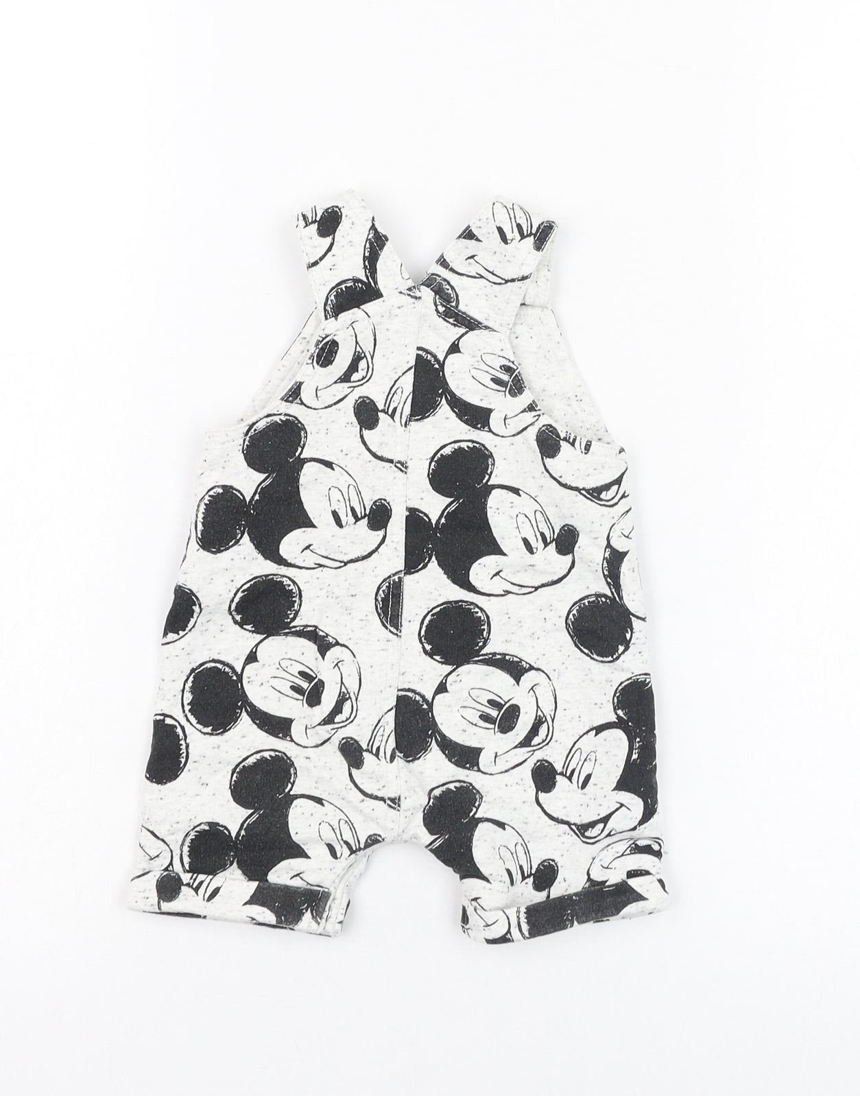 George Boys White  Cotton Dungaree One-Piece Size 3-6 Months  Button - Mickey Mouse