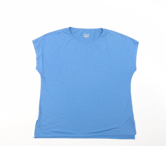 Dunnes Stores Womens Blue  Polyester Pullover T-Shirt Size L Crew Neck Pullover