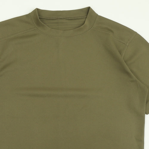 Preworn Mens Green  Polyester Basic T-Shirt Size M Crew Neck Pullover