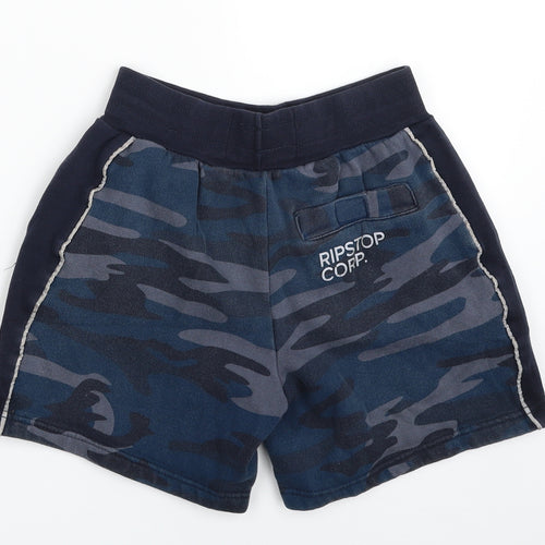 Ripstop Boys Blue Camouflage Cotton Sweat Shorts Size M  Regular Drawstring