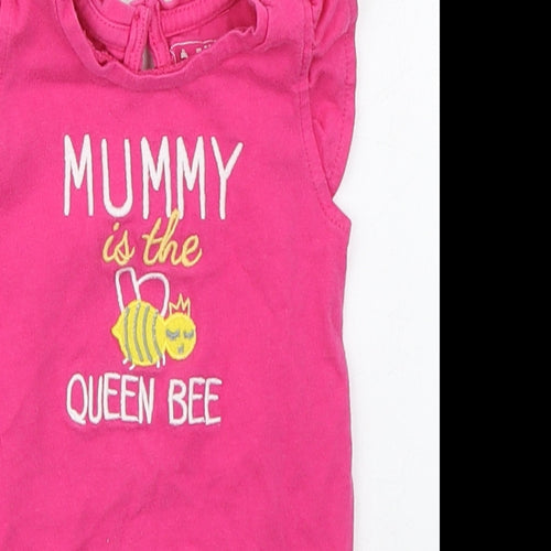 Gap Girls Pink  100% Cotton Babygrow One-Piece Size 3-6 Months  Button - Mummy is Queen Bee