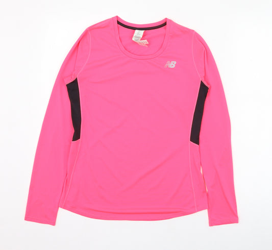 New Balance Womens Pink  Polyester Basic T-Shirt Size S Round Neck Pullover