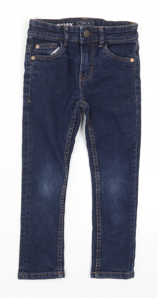 NEXT Girls Blue  Cotton Skinny Jeans Size 4 Years  Regular Button