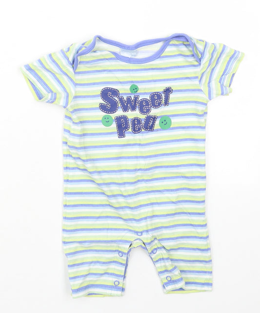 Cherokee Boys Green Striped Cotton Romper One-Piece Size 9-12 Months  Button - Sweet Pea