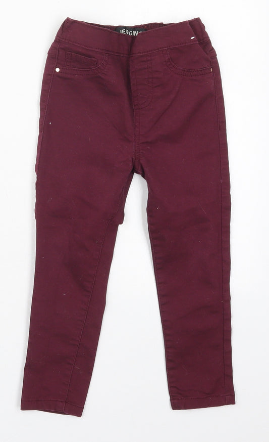 Evie Girls Red  Cotton Jegging Jeans Size 4 Years  Regular  - Burgundy