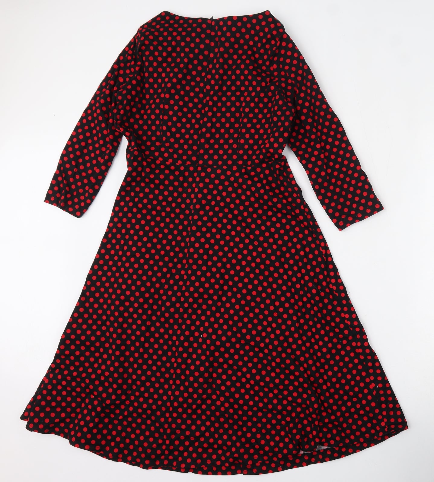 Zaful Womens Red Polka Dot Polyester Skater Dress  Size 2XL  Collared Zip