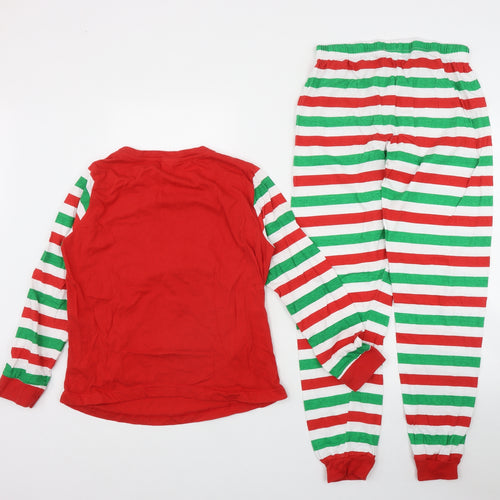 Preworn Womens Red Striped Cotton Top Pyjama Set Size 8   - Christmas