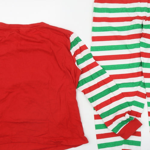 Preworn Womens Red Striped Cotton Top Pyjama Set Size 8   - Christmas