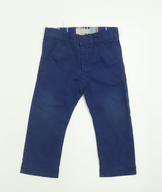 name it Boys Blue  Cotton Chino Trousers Size 2 Years  Regular Button
