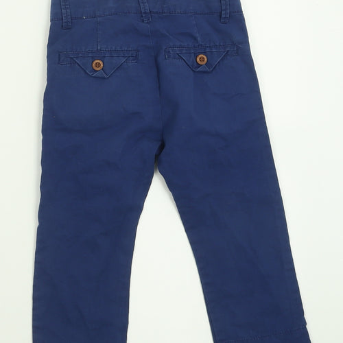 name it Boys Blue  Cotton Chino Trousers Size 2 Years  Regular Button