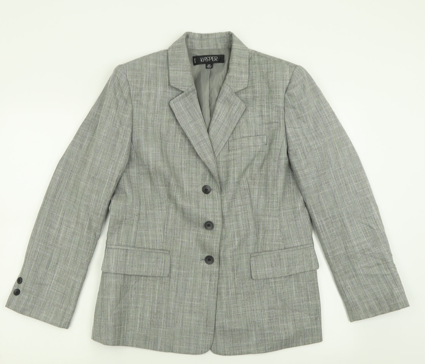 Kasper Womens Grey  Polyester Jacket Suit Jacket Size 12
