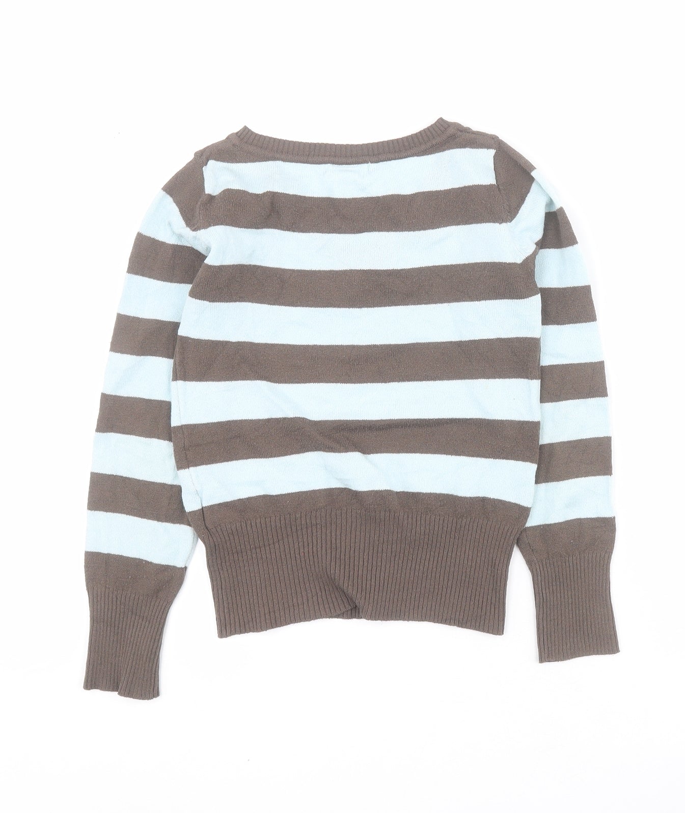 H&M Boys Blue V-Neck Striped Acrylic Pullover Jumper Size 10-11 Years  Pullover