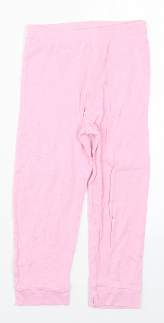 Primark Girls Pink  Cotton Carrot Trousers Size 6-7 Years  Regular  - Hearts