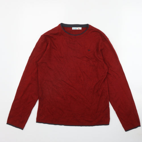 M&Co Boys Red Round Neck  Acrylic Pullover Jumper Size 12-13 Years  Pullover