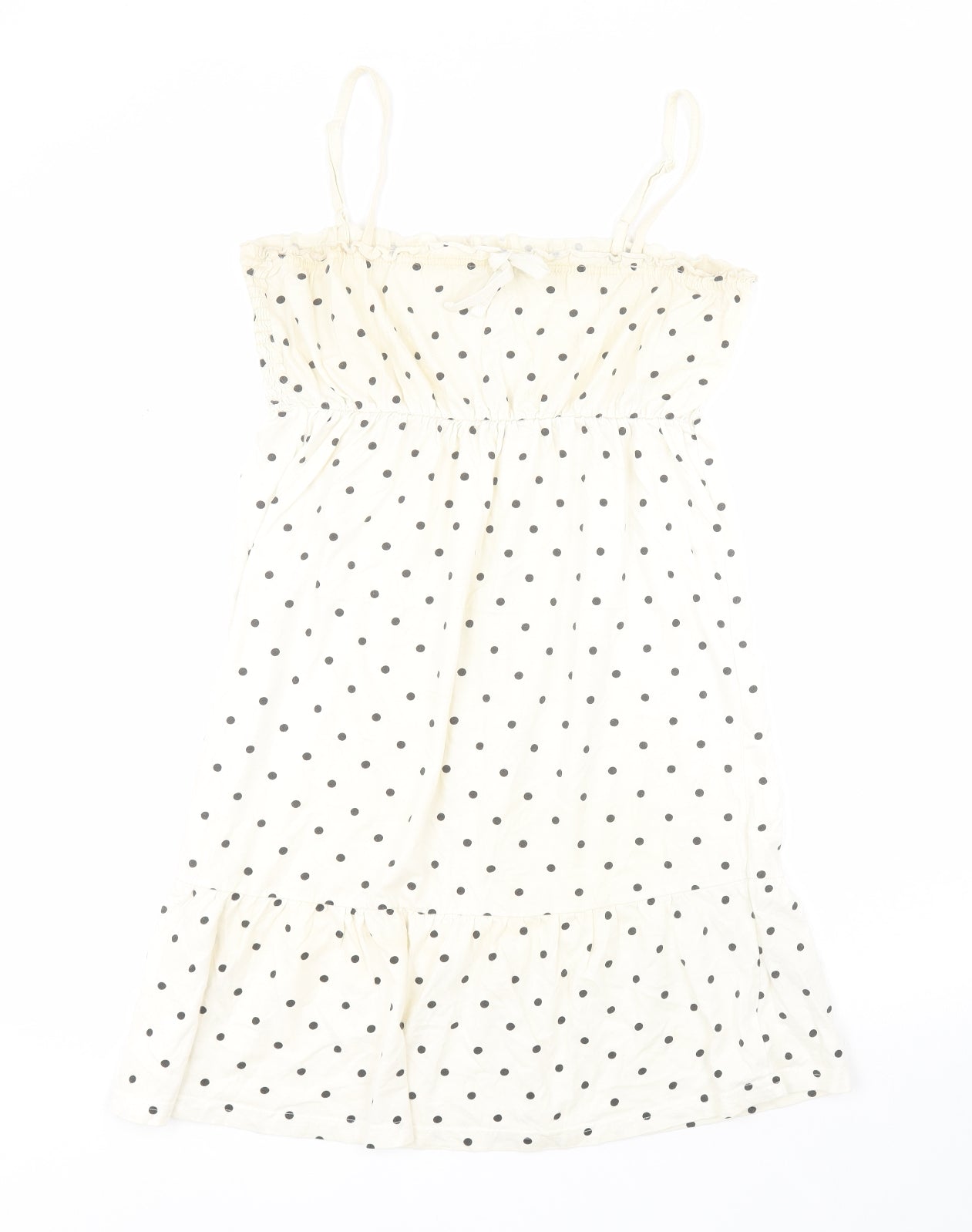 Dunnes Womens Beige Polka Dot 100% Cotton Top Dress Size 10