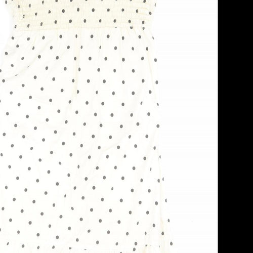Dunnes Womens Beige Polka Dot 100% Cotton Top Dress Size 10
