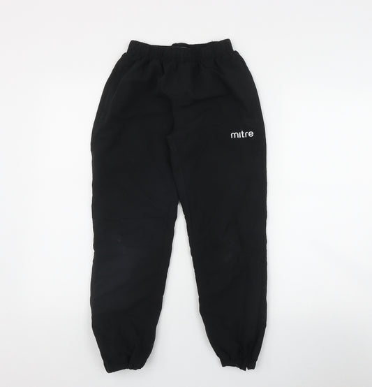 Mitre Boys Black  Polyester Jogger Trousers Size M L25 in Regular Drawstring
