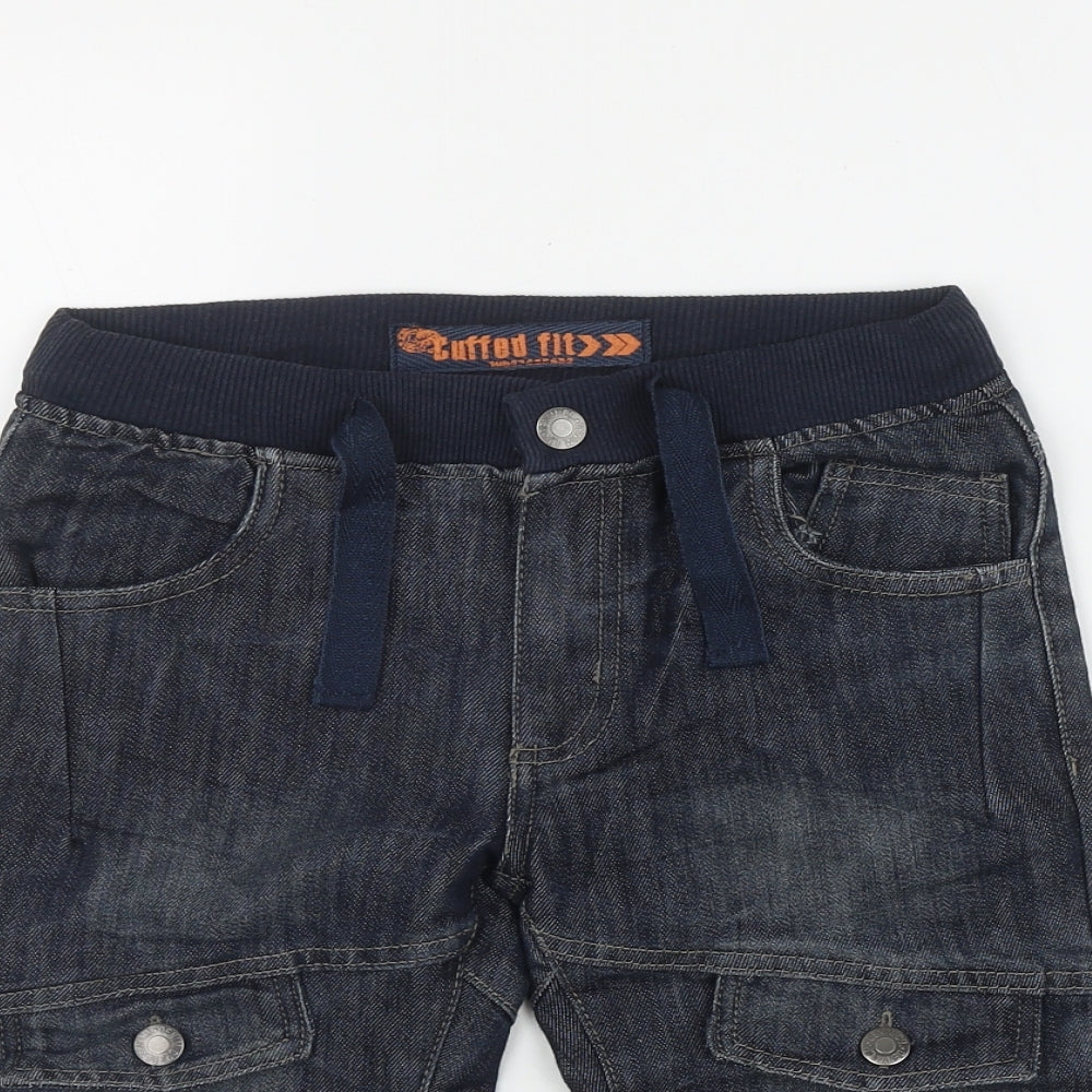 Denim & Co  Boys Blue  Cotton Utility Shorts Size 6-7 Years  Regular Zip